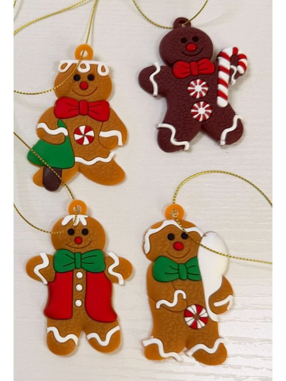 Gingerbread Man Woman Christmas Ornament Set of 8 Festive Holiday Decorations